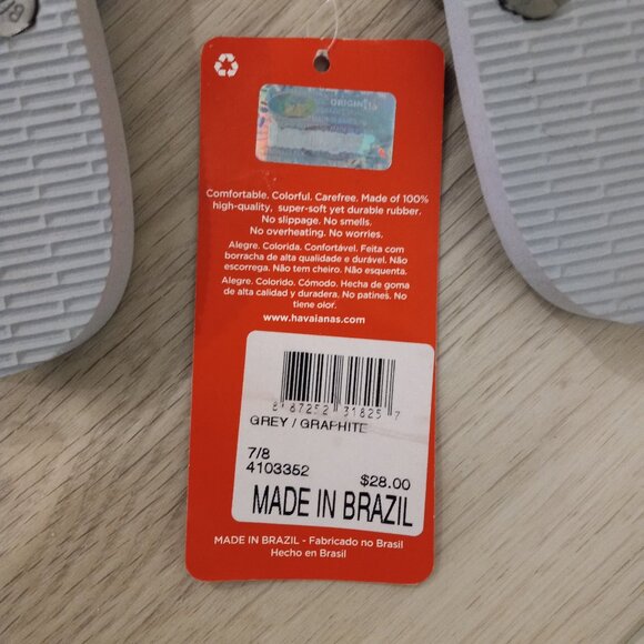 NWT Havaianas Grey Graphite Cheetah Print Flip Flops US 7 -8 Runs Small - Picture 5 of 7